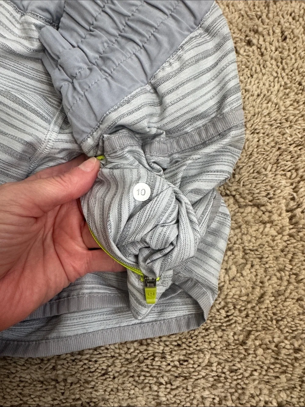 Lululemon Tracker Short II Grey/ Lime Sz 10 Blokette Sporty Chic
